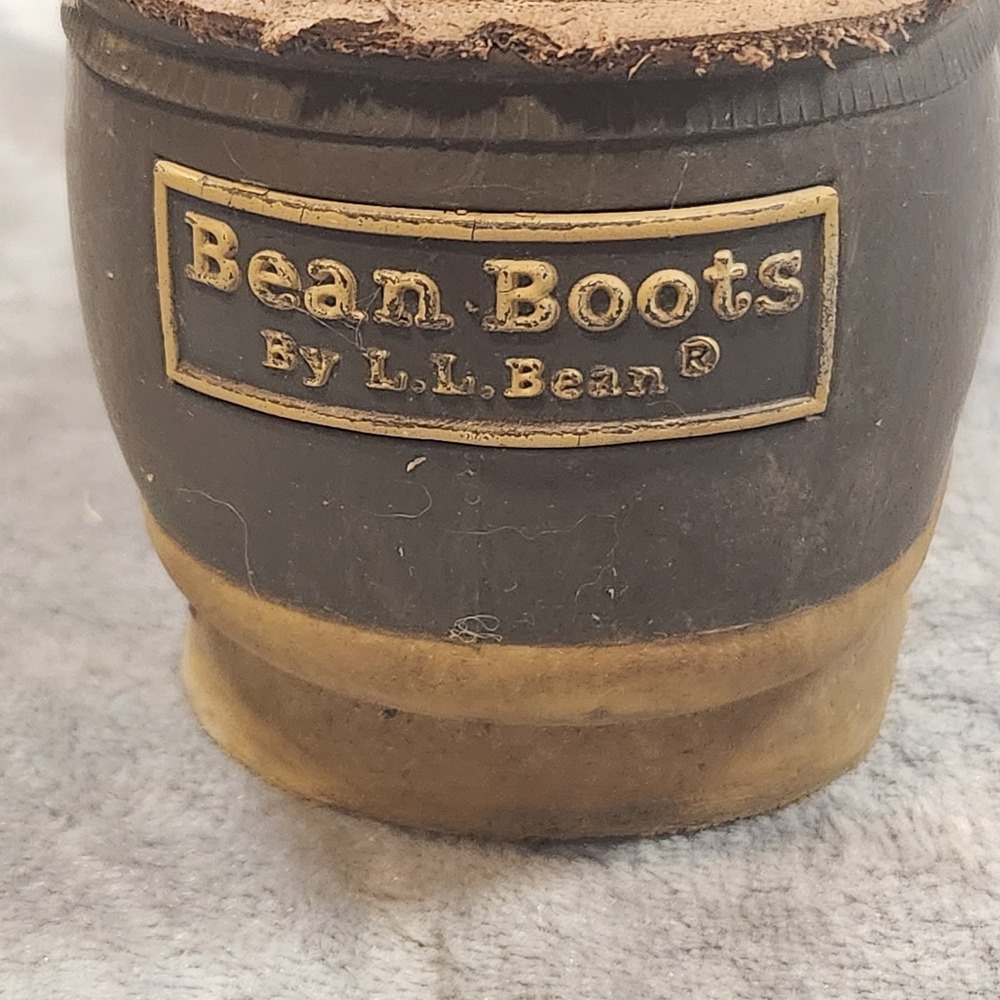 LL Bean Boots Bean Boots Womens 7 Wide Brown Leather Duck Made In Maine Vintage - Picture 9 of 10